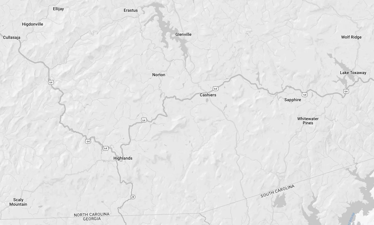 Map of the Highlands Cashiers Plateau